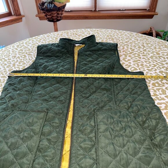 J. Jill Heritage Quilted Vest Green w/Chartreuse Lining  Outerwear Womens Size L - Picture 6 of 9